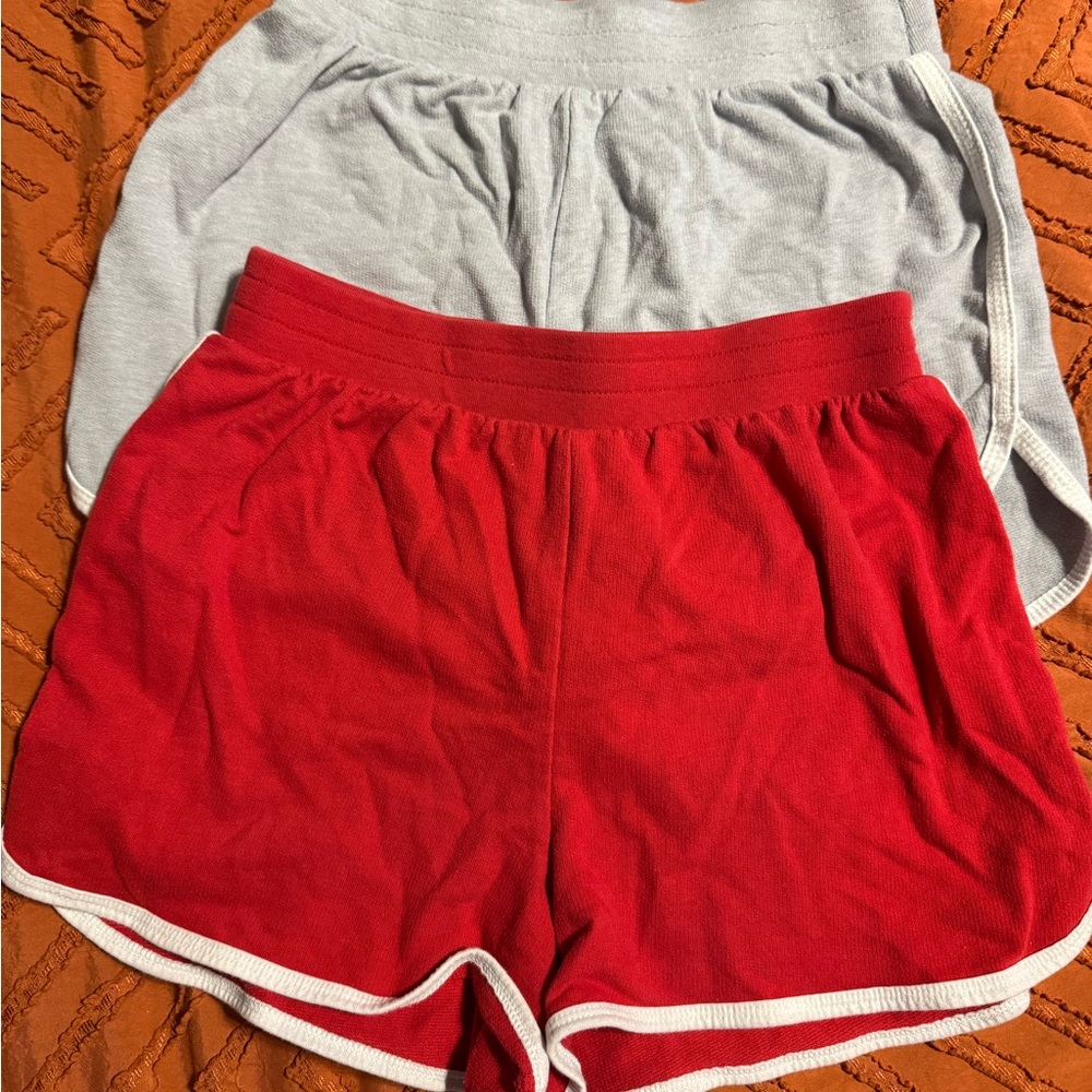 No Boundaries Red and Gray Athletic Shorts with Elastic Waistband